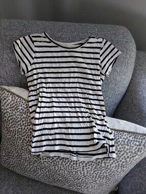 Total Girl Black and White Striped Tee